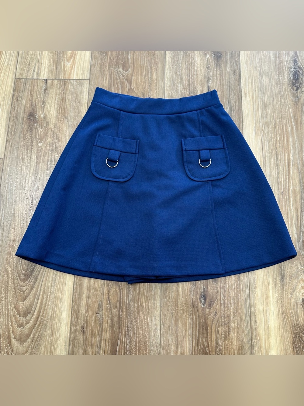 Vintage Sears Perma-Prest Pocket Skirt, Navy, Size 10